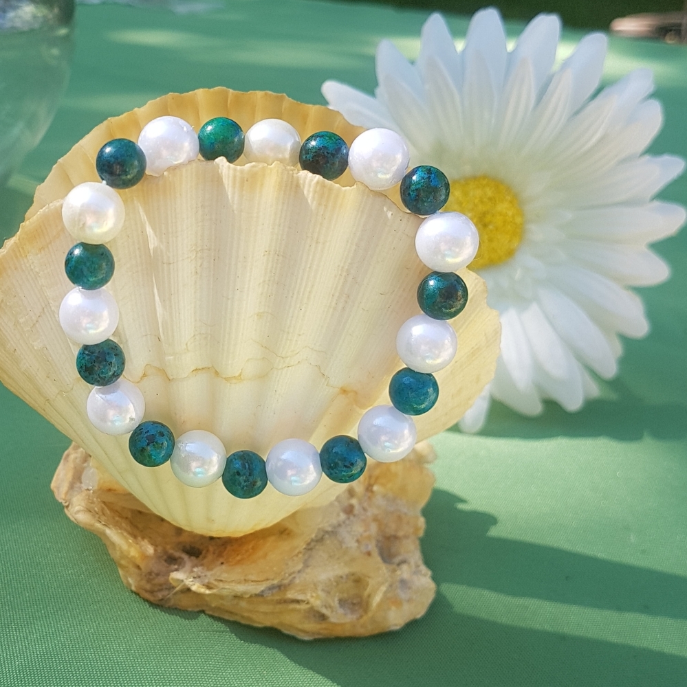 💚 Chrysocolla Pearl Bracelet